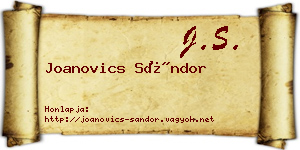 Joanovics Sándor névjegykártya